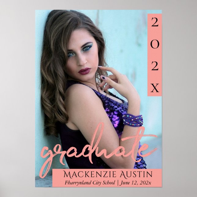 Poster Script de Coral do formando | Trendy Formando Phot (Frente)