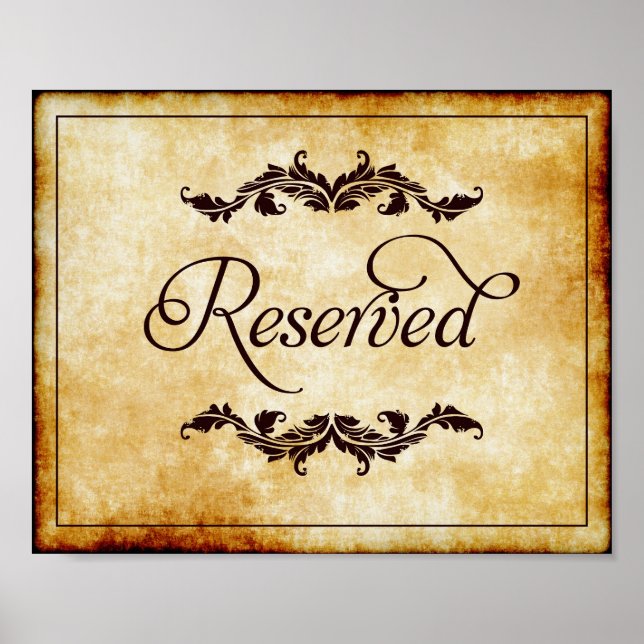 Poster Script de Pergaminho Reservado Sinal de Casamento  (Frente)