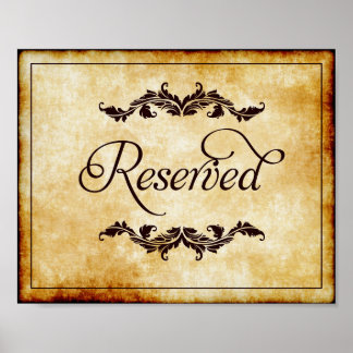 Poster Script de Pergaminho Reservado Sinal de Casamento