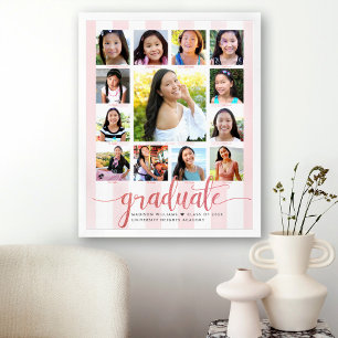 Poster Script Dourado de Colagem de Fotografias do K-12