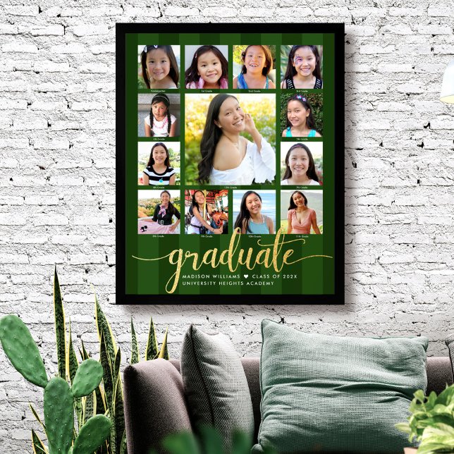 Poster Script Dourado de Colagem de Fotos K-12 para Gradu (Criador carregado)