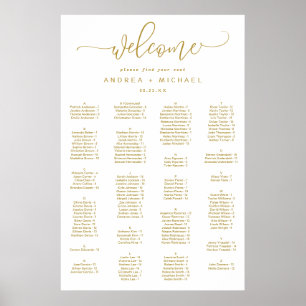 Poster Script Dourado de Salto do Gráfico de Casamento