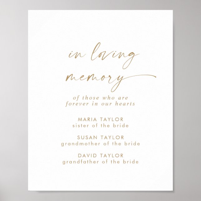 Poster Script Dourado Moderno No Memorial De Amor (Frente)