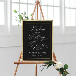 Poster Script Elegante Bem-vindo à Recepção de casamento