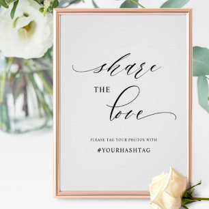 Poster Script Elegante Compartilha O Sinal De Hashtag De 