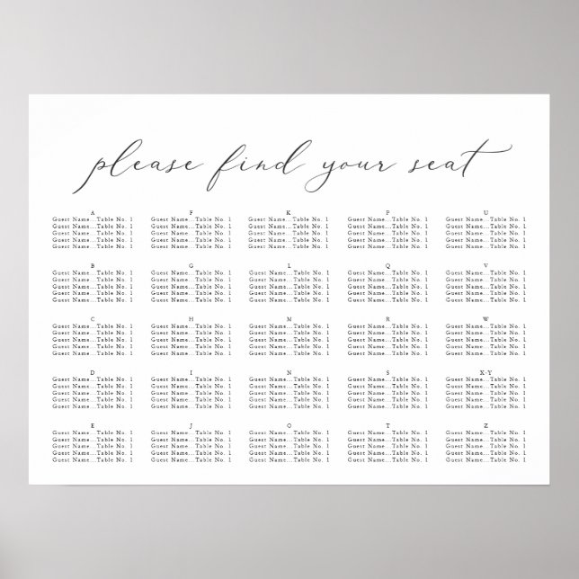 Poster Script elegante, Gráfico de assento (Frente)