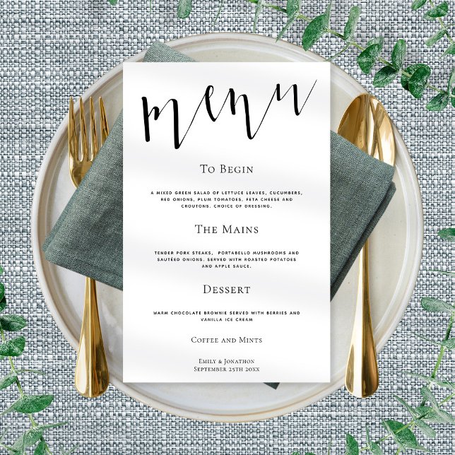 Poster Script Elegante Qualquer Menu de Casamento de Cor (Criador carregado)