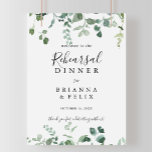 Poster Script Green Foliage Janto de ensaio de folhagem v<br><div class="desc">Este guião de boas-vindas do janto de ensaio de folhagem verde é perfeito para um ensaio de casamento moderno. O design apresenta galhos e folhas botânicas elegantes e desenhadas a aquarela,  desenhadas à mão,  em belos buquês e padrões geométricos.</div>