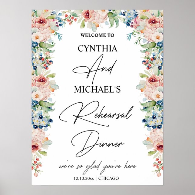 Poster Script manuscrito Bem-vindo ao nosso Janto de ensa (Frente)