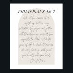 Poster Script Mínimo Boho Beige Philippians 4:6-7<br><div class="desc">Não fique ansioso por nada -Philippians 4:6-7 - Manuscrito Mínimo do Arco de Boho Beige</div>