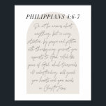 Poster Script Mínimo Boho Beige Philippians 4:6-7<br><div class="desc">Não fique ansioso por nada -Philippians 4:6-7 - Manuscrito Mínimo do Arco de Boho Beige</div>