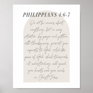 Poster Script Mínimo Boho Beige Philippians 4:6-7