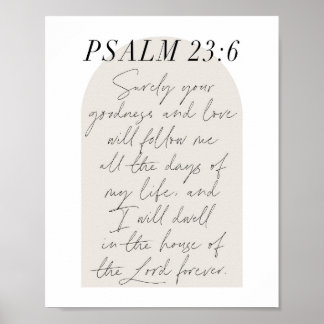 Poster Script Mínimo de Arch Boho Beige Do Psalm 23:6