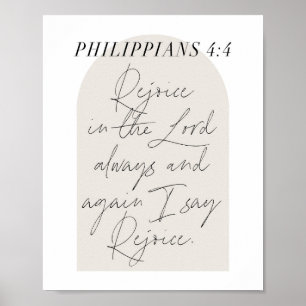 Poster Script Mínimo de Arch Boho Beige Philippians 4:4