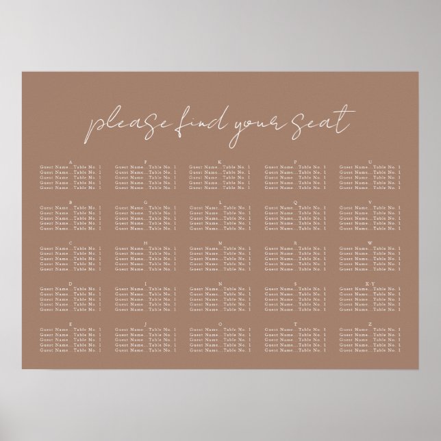 Poster Script mínimo, Gráfico de assentos (Frente)