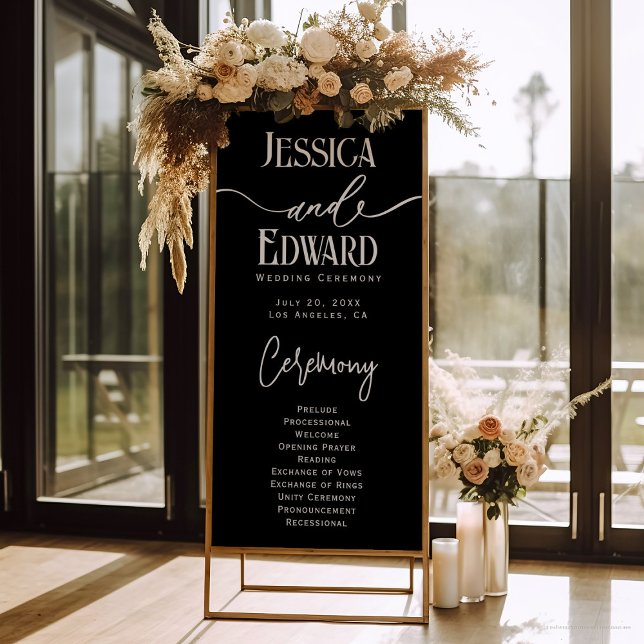 Pôster Script Mínimo Simples preto branco branco preto (Criador carregado)