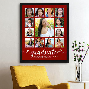 Poster Script Moderno de Colagem de Fotos K-12 para Gradu