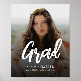 Poster Script Moderno de Escova de Grad Foto Graduação