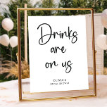 Poster Script Moderno Elegante | Sinal de Bar<br><div class="desc">Mínimo de papel elegante,  moderno contraste de cores preto e branco para o seu chá de panela.</div>