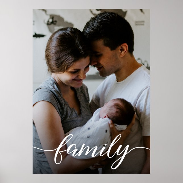 Poster Script Personalizado de Amor de Foto da Família (Frente)