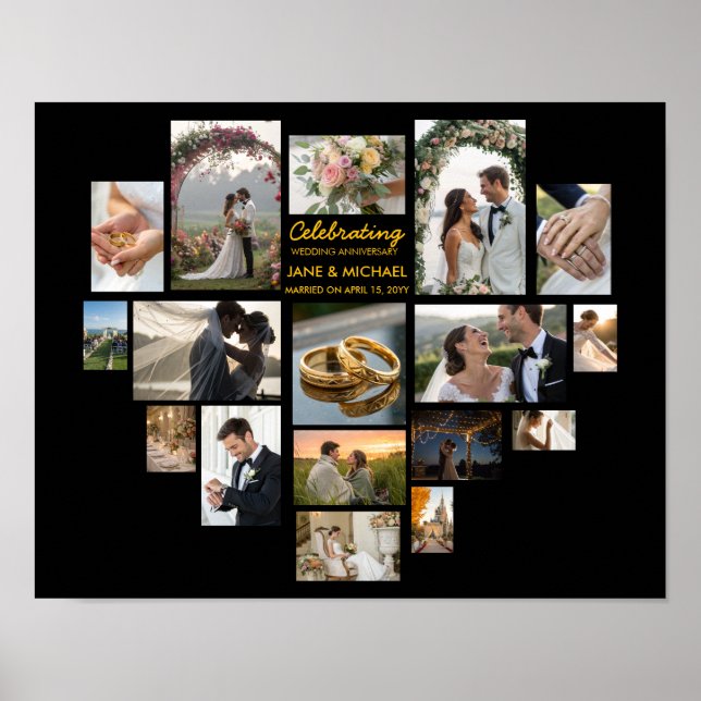 Poster Script Personalizado de Colagem de Fotos do Heart  (Frente)