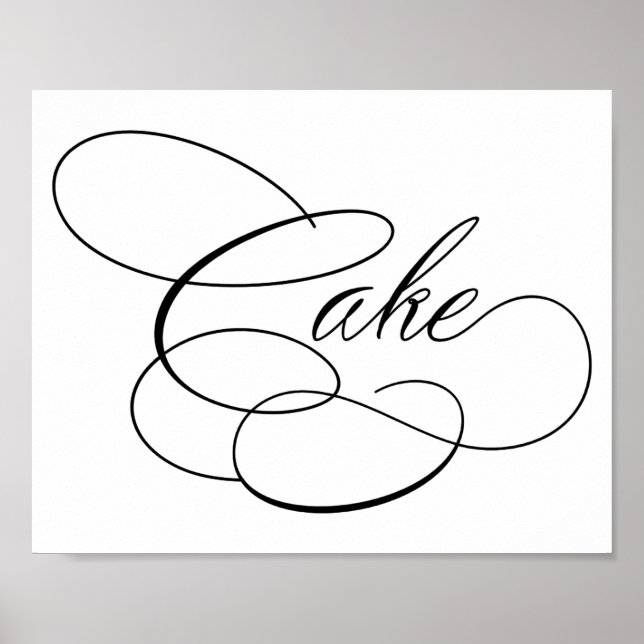 Poster Script Preto de Bolo Elegante | Mesa horizontal (Frente)