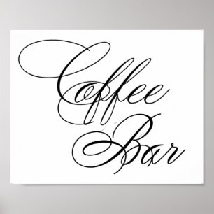 Poster Script Preto para Bar de Café Elegante   Mesa hori