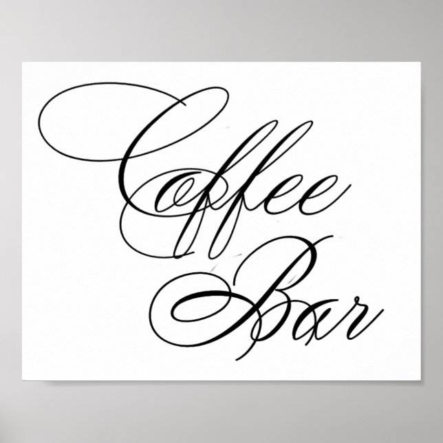 Poster Script Preto para Bar de Café Elegante | Mesa hori (Frente)