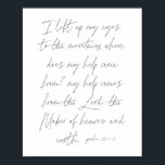 Poster Script Psalm 121:1-2<br><div class="desc">Levanto meus olhos para as montanhas de onde vem minha ajuda? minha ajuda vem do Senhor,  o Criador do Céu e da Terra. -Script Psalm 121:1-2</div>