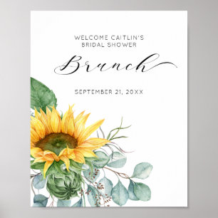 Poster Script Sunflower Chá de panela Brunch - Bem-vindo