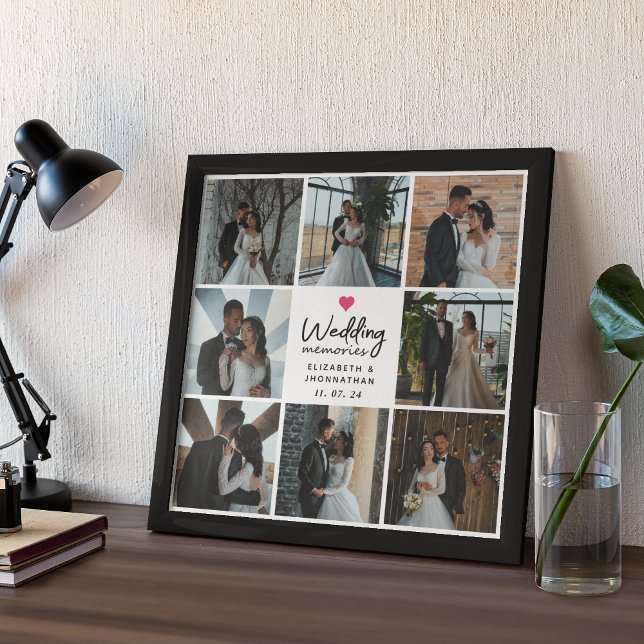 Poster Script Wedding Memories Heart Couple Photo Collage (Criador carregado)