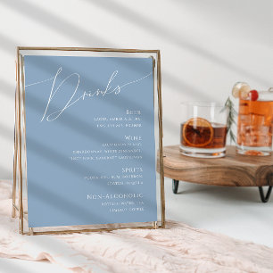 Poster Script Whimsical   Menu Dusty Blue Wedding Beinks