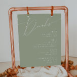 Poster Script Whimsical | Menu Sage Green Wedding Beinks<br><div class="desc">Apresentando nossa impressionante escrita caprichosa | menu sage green poster perfeita para a sua simples celebração do boho primavera. Nosso elegante design inclui uma paleta de cores vibrante brilhante e pastel com um script de caligrafia quic vintage. Quer você prefira um estilo minimalista ou clássico, nosso produto editável exclusivo oferece...</div>