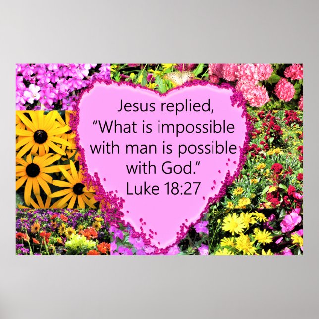 Poster SCRIPTURE bonito FLORAL LUKE 18:27 (Frente)