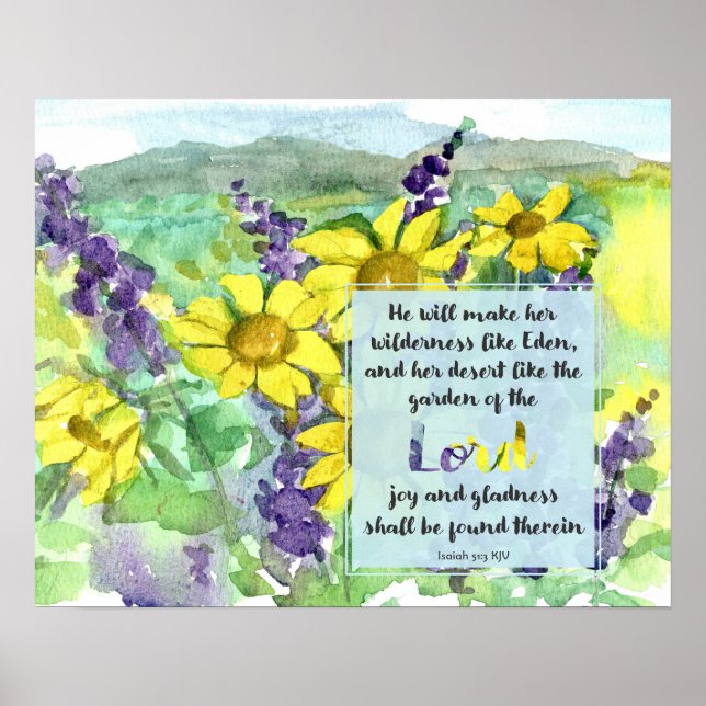 Poster Scripture Isaiah 51:3 Desert Lupines Wildflowers (Frente)