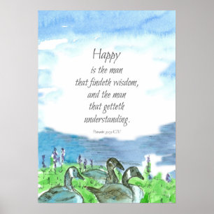 Poster Scripture Proverbs 3:13 Happy É O Homem