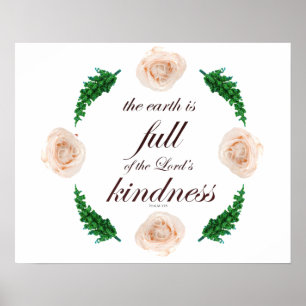 Poster Scripture, Psalm 33, White Roses & Green Branches
