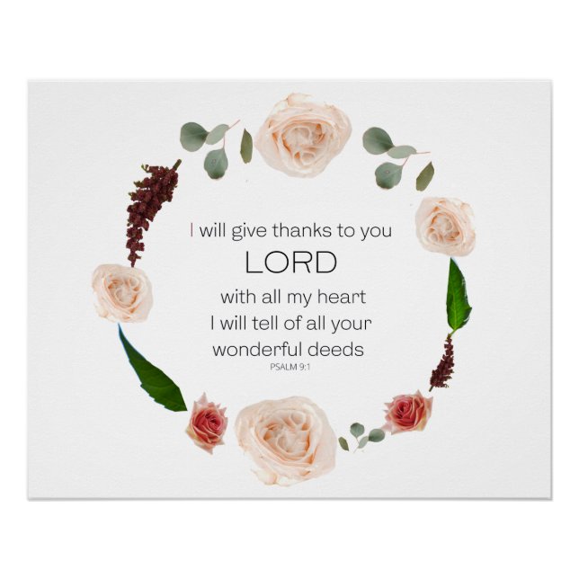 Pôster Scripture, Psalm 9, All Your Wonderful Deeds LORD (Frente)
