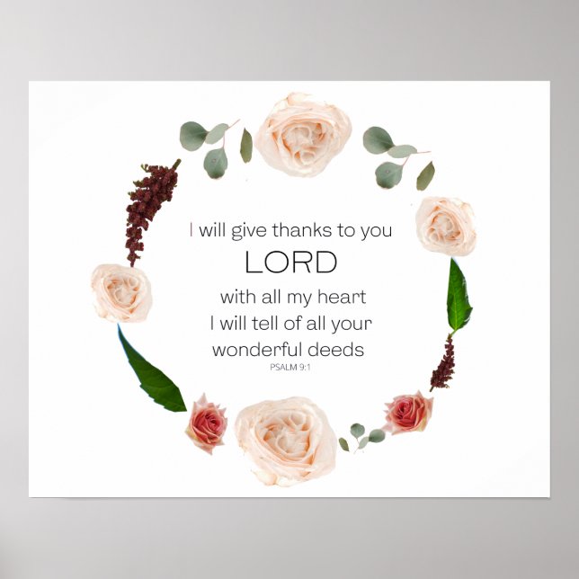 Poster Scripture, Psalm 9, All Your Wonderful Deeds LORD (Frente)