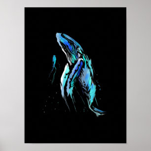 Poster Scuba Diver Humpback Baleia Nadando Presente