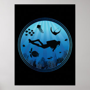 Poster Scuba Diver Underwater