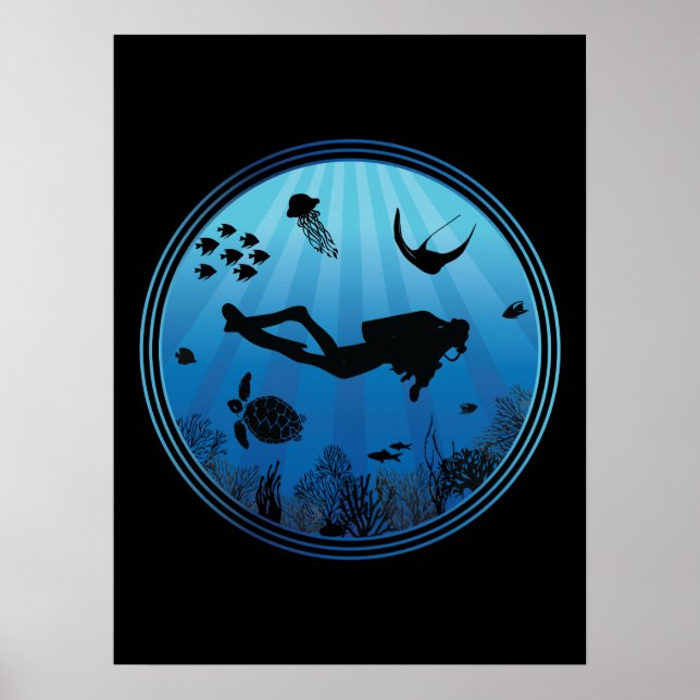 Poster Scuba Diver Underwater (Frente)
