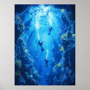 Poster Scuba Divers, Cena Submarina