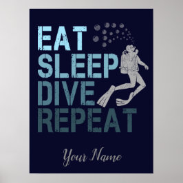 Poster Scuba Diving Coma Dissipador de Sono Repetindo diz