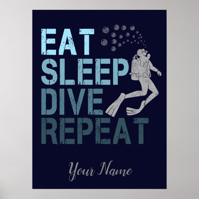 Poster Scuba Diving Coma Dissipador de Sono Repetindo diz (Frente)