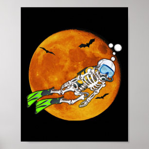 Poster Scuba Diving Halloween Scuba Diver