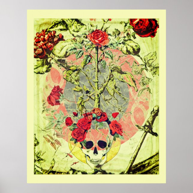 Poster Scull e Rosa Bush (Frente)