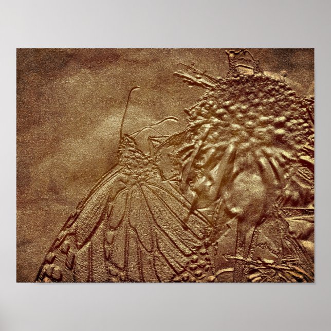 Poster Sculpted Butterfly In Brown Nature Print (Frente)