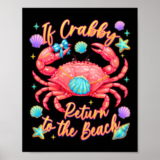 Poster Se Crabby Voltar à Praia Caranguejo de Verão