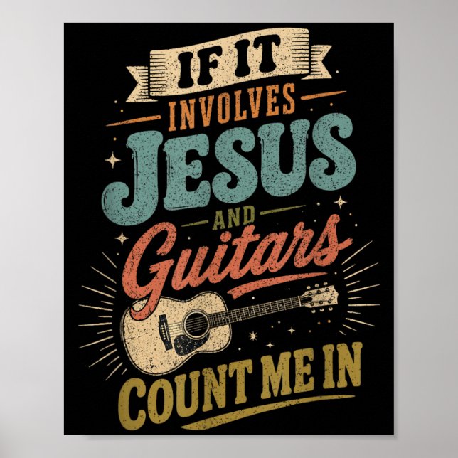 Poster Se Envolve Jesus E Guitarras Guitarrista (Frente)